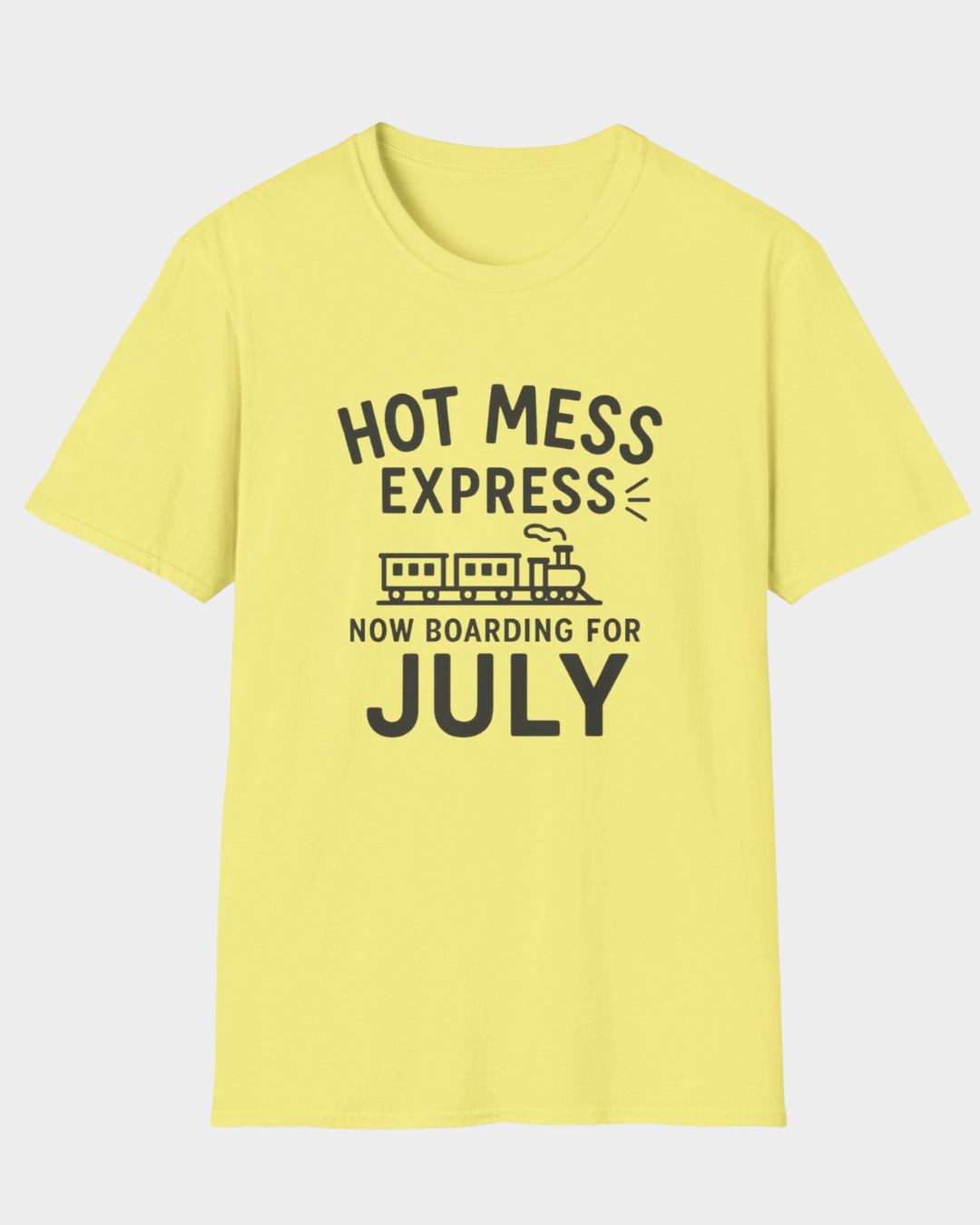 Hot Mess Express—Now Boarding for July | Funny Summer Mom Shirt by Copper Boom