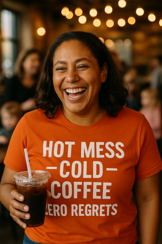 Hot Mess, Cold Coffee, Zero Regrets | Funny Summer Mom Shirt by Copper Boom
