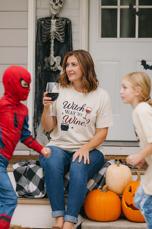 Witch Way to the Wine Funny Halloween Shirt