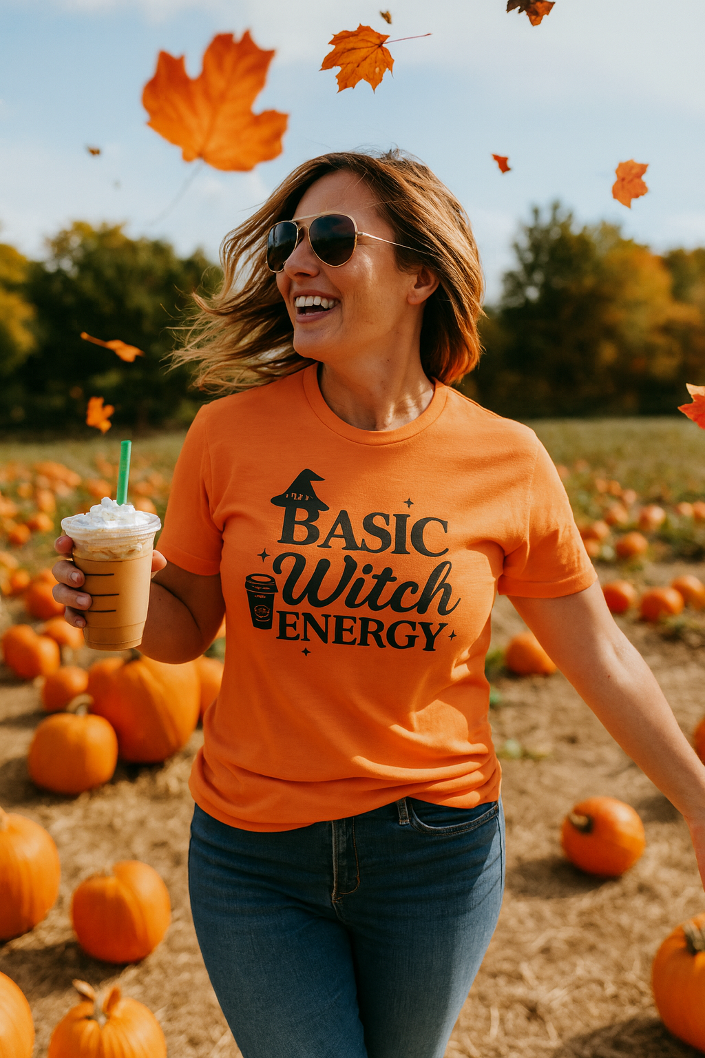 Basic Witch Energy Funny Pumpkin Spice Shirt