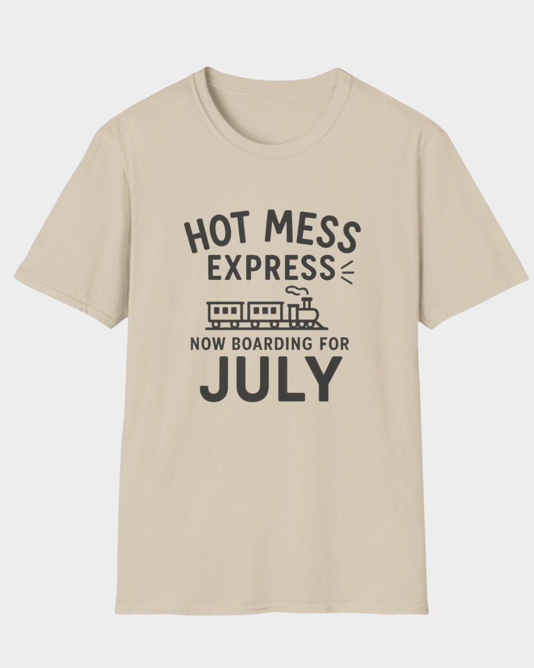 Hot Mess Express—Now Boarding for July | Funny Summer Mom Shirt by Copper Boom