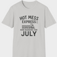 Hot Mess Express—Now Boarding for July | Funny Summer Mom Shirt by Copper Boom