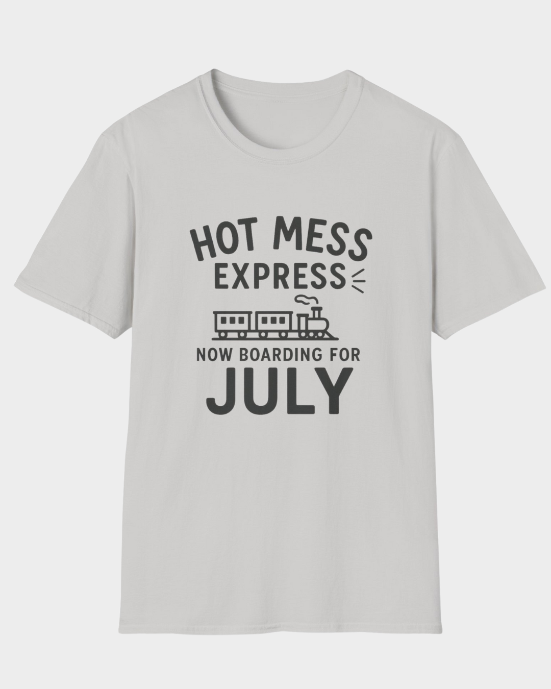 Hot Mess Express—Now Boarding for July | Funny Summer Mom Shirt by Copper Boom
