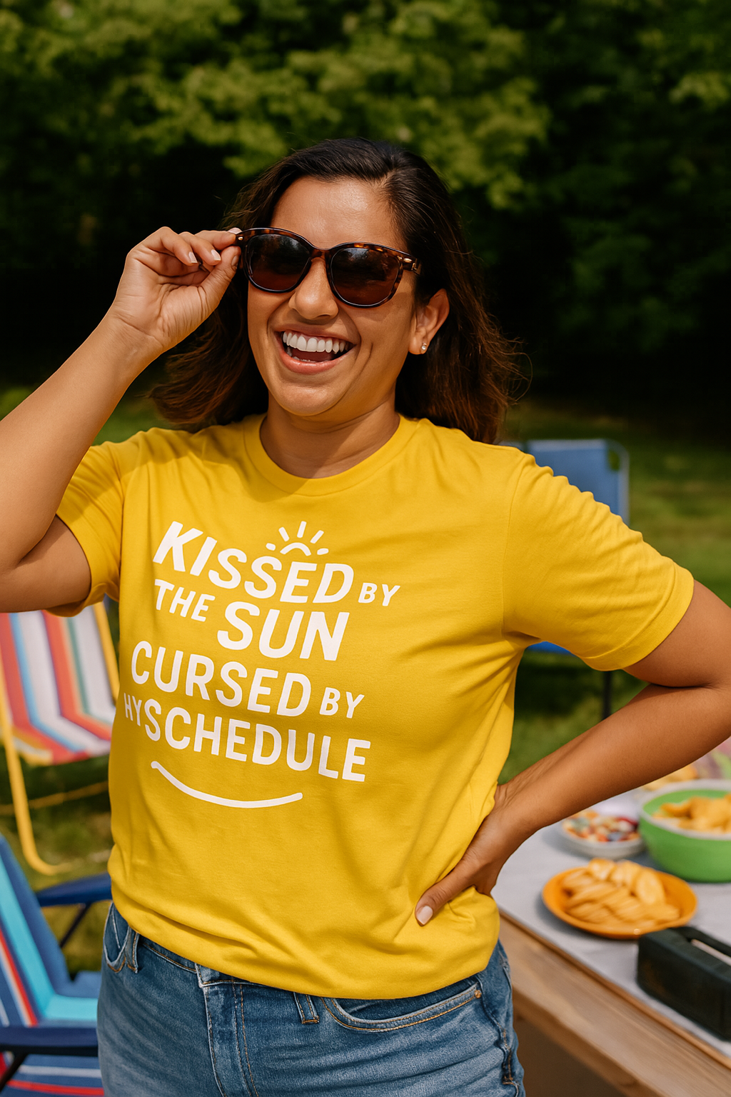 Kissed by the Sun, Cursed by My Schedule | Funny Summer Mom Shirt by Copper Boom