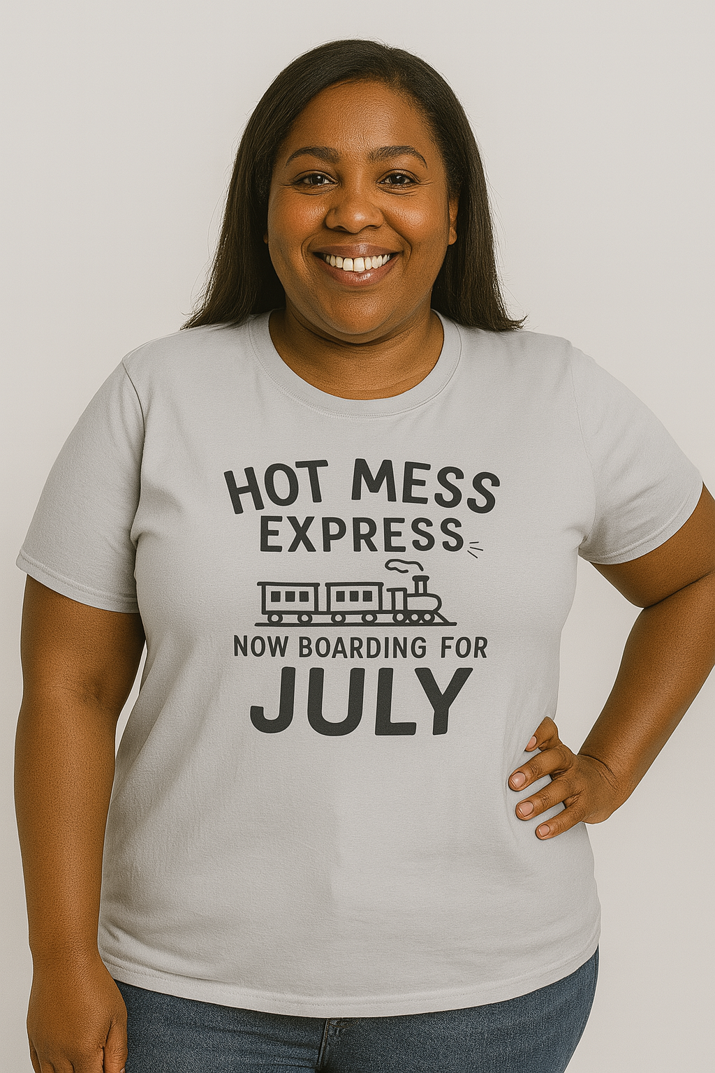 Hot Mess Express—Now Boarding for July | Funny Summer Mom Shirt by Copper Boom