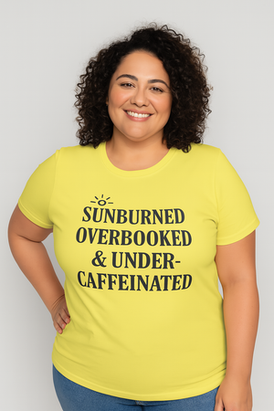 Sunburned, Overbooked & Under-Caffeinated | Funny Summer Mom Shirt by Copper Boom